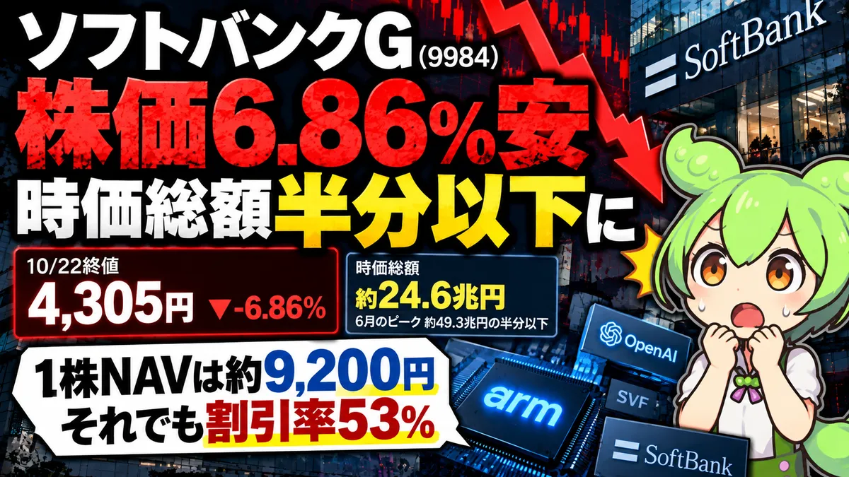 【ソフトバンクG(9984)】時価総額半減・株価4,305円は割安か?SOTPで分解【2026年10月最新】