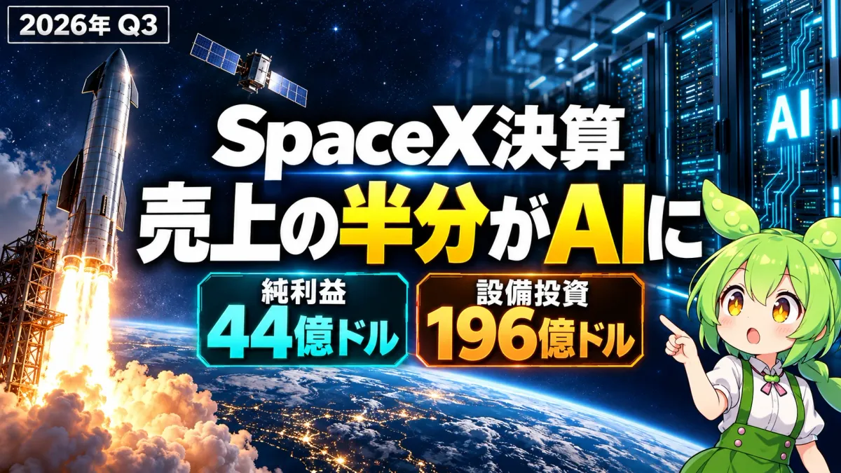 SpaceX(SPCX)、売上の半分がAIに──44億ドルの黒字と196億ドルの設備投資をどう読む?【2026年Q3決算】