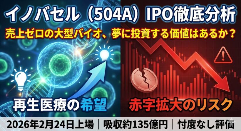 イノバセル（504A） IPO徹底解剖：夢か幻か、再生医療の大博打