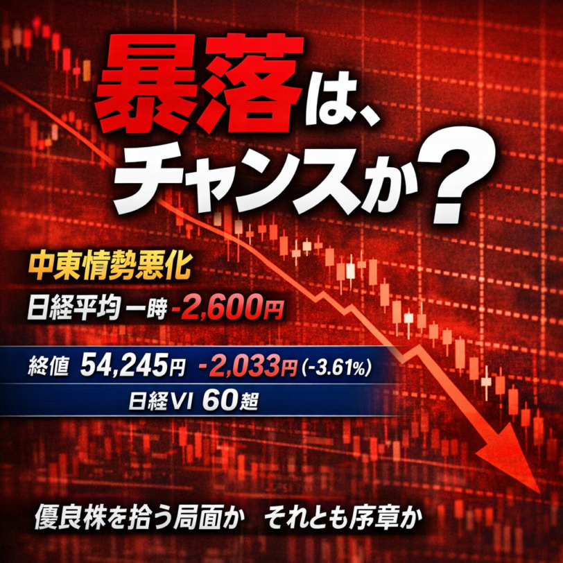 暴落はチャンスか、それとも序章か ― 日経平均2,000円超安と恐怖指数60の真意