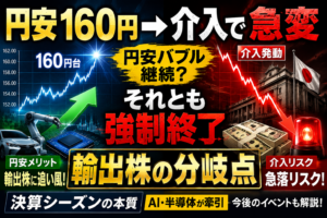 円安160円→介入で急変。輸出株は“天国か地獄か”【決算シーズンの本質】