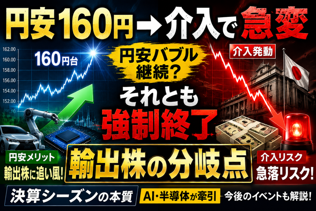 円安160円→介入で急変。輸出株は“天国か地獄か”【決算シーズンの本質】