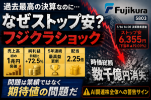 過去最高益でストップ安、フジクラ（5803）が突きつけた"期待値の重力"――AI相場の成熟期入りを告げる決算ショック