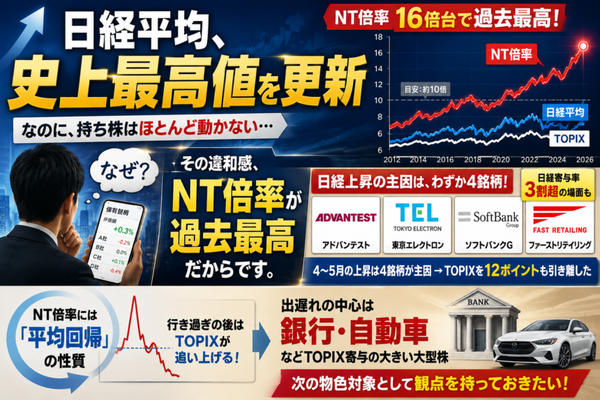 日経は最高値、なのに自分の株は上がらない――「NT倍率」過去最高の正体と、次に動く出遅れ株