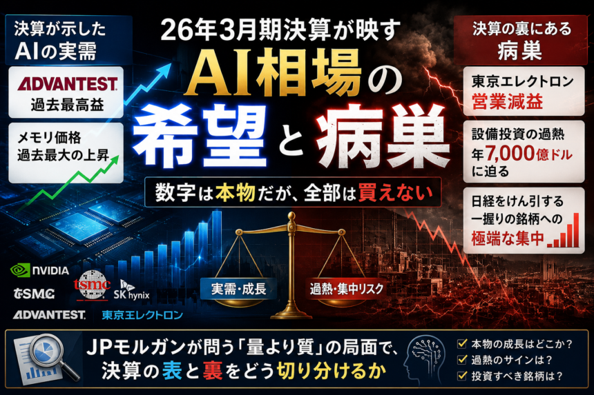 26年3月期決算が映すAI相場の「希望」と「病巣」 ―― 数字は本物だが、全部は買えない