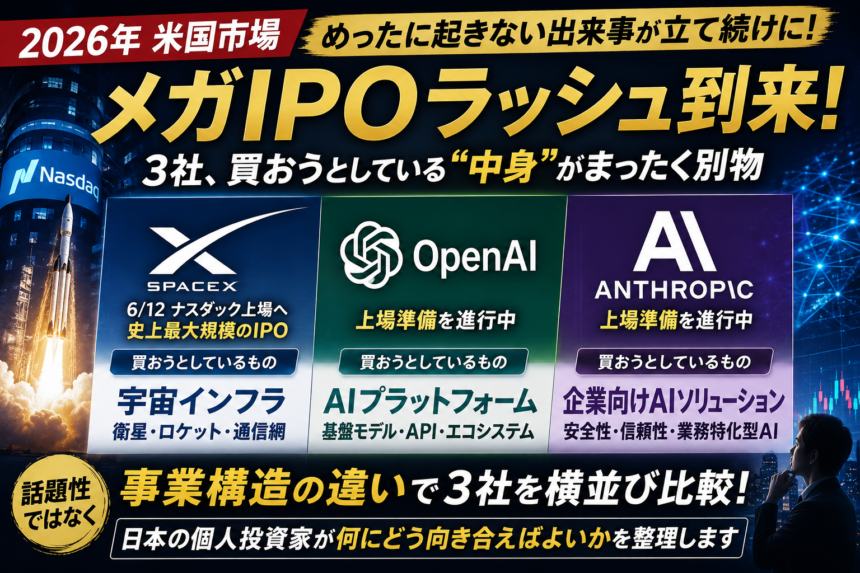SpaceX・OpenAI・Anthropic、似て非なる3つの賭け ― 事業構造で読み解くメガIPOラッシュ