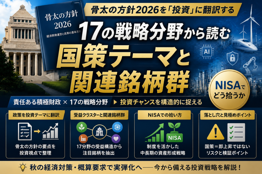 骨太の方針2026を「投資」に翻訳する ― 17の戦略分野から読む国策テーマと関連銘柄群、NISAでどう拾うか
