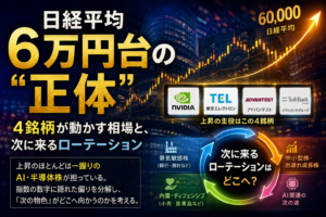 日経平均6万円台の“正体”――4銘柄が動かす相場と、次に来るローテーション【2026年6月】