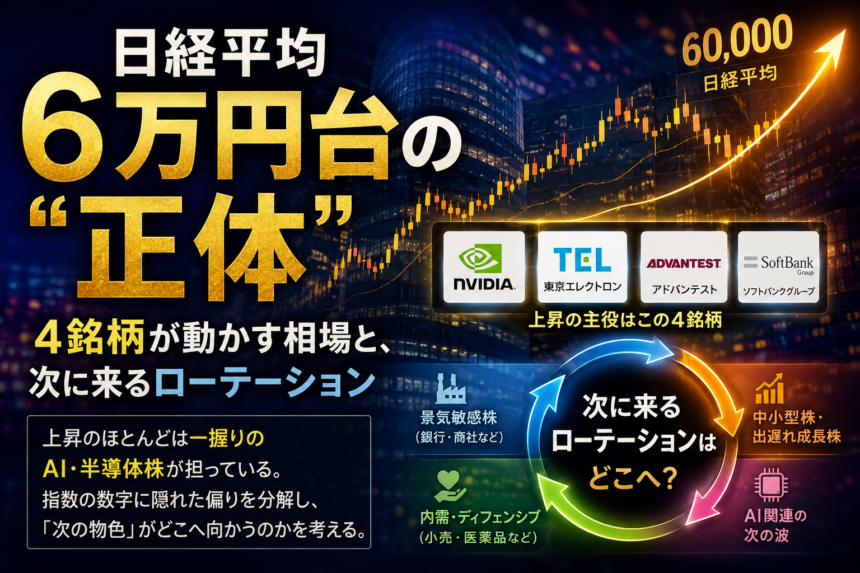 日経平均6万円台の“正体”――4銘柄が動かす相場と、次に来るローテーション【2026年6月】