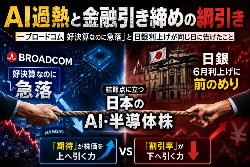 AI過熱と金融引き締めの綱引き――ブロードコム「好決算なのに急落」と日銀利上げが同じ日に告げたこと