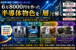 6万8000円を作った半導体物色を「層」で解く——SOX→装置→材料→デバイスの伝播地図